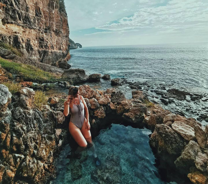 Natural pool at seganing waterfall